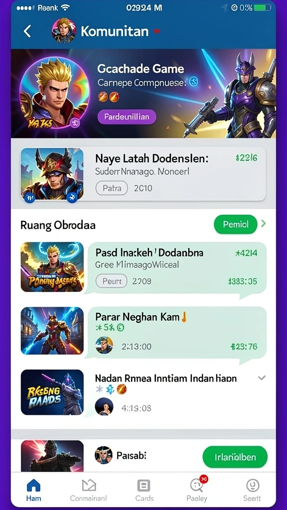 Menu opsi dengan berbagai pilihan karakter.
