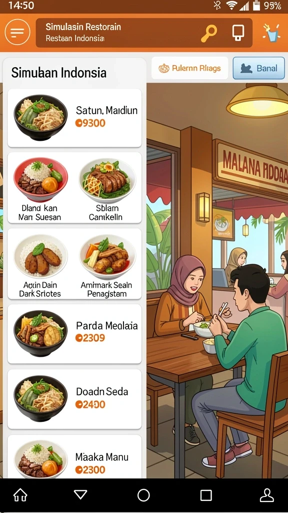 Menu permainan dengan berbagai opsi yang seru.