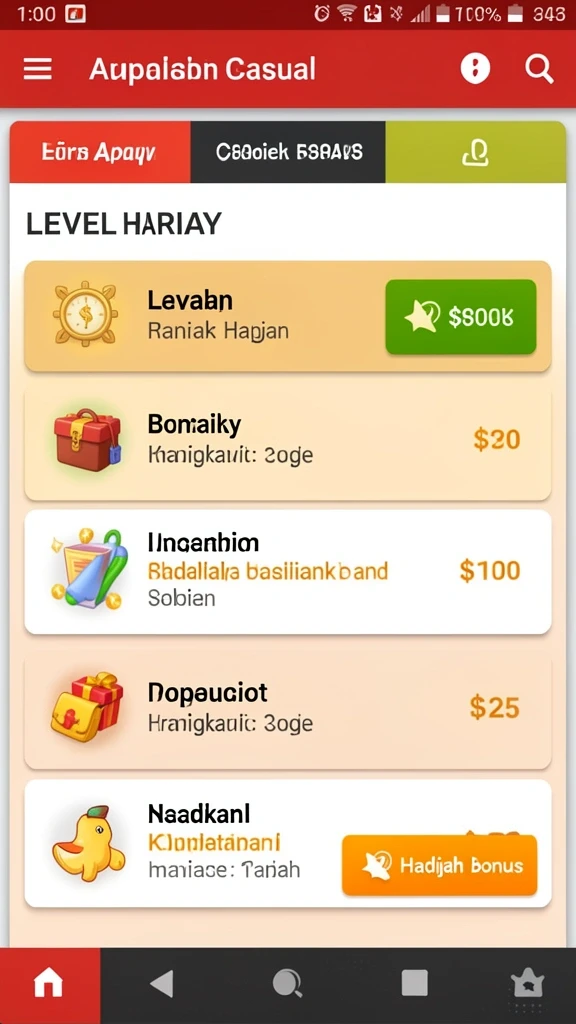 Beragam level menarik yang menantang keahlian.